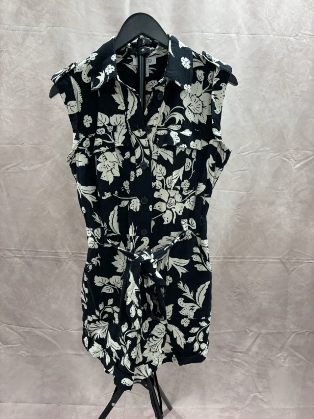 Rachel Zoe Black and White Floral Button Romper - Picture 3 of 5